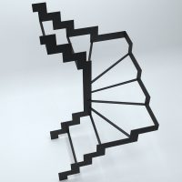 Металлическая лестница лофт с забежными ступенями