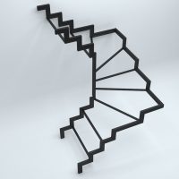 Металлическая лестница на открытом каркасе с забежными ступенями